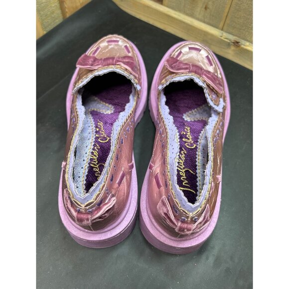 Irregular Choice Metallic Lilac Purple Loafers W/ Bows Scalloped Trim Lace US 11 - Picture 6 of 10
